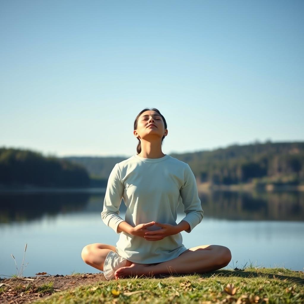 Person practicing mindfulness outdoors