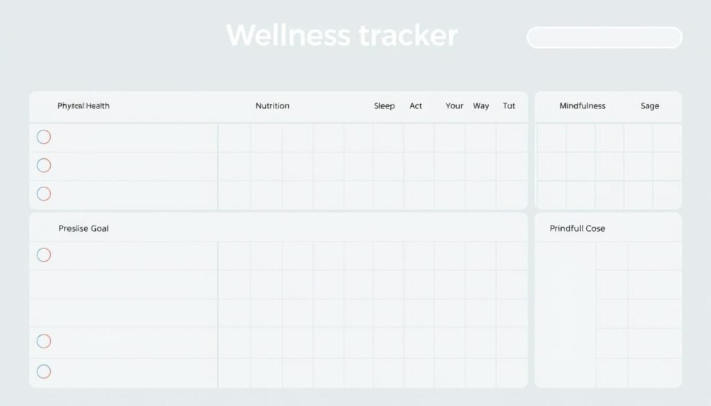 Wellness goals tracker template with organized sections for different wellness areas